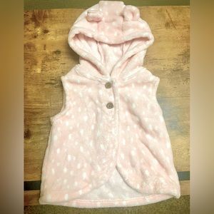 Carter Baby Girl Size 12mo Pink Soft Button-Up Hooded Vest